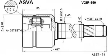 Шарнирный комплект ASVA VOIR-850