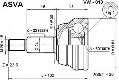 Шарнирный комплект ASVA VW-010