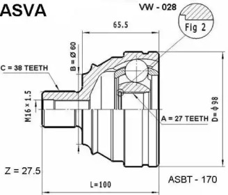 Шарнирный комплект ASVA VW-028