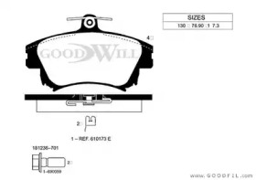 Комплект тормозных колодок GOODWILL 1014 F