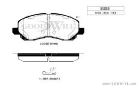 Комплект тормозных колодок GOODWILL 1019 F