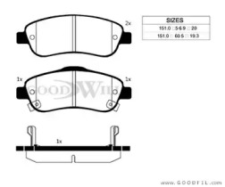 Комплект тормозных колодок GOODWILL 1027 F