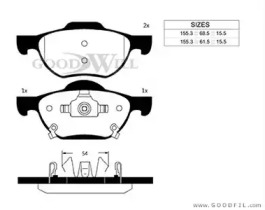 Комплект тормозных колодок GOODWILL 1030 F
