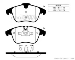 Комплект тормозных колодок GOODWILL 1049 F