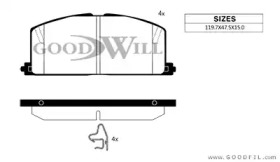 Комплект тормозных колодок GOODWILL 1071 F