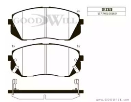 Комплект тормозных колодок GOODWILL 1081 F