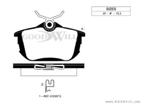 Комплект тормозных колодок GOODWILL 2015 R