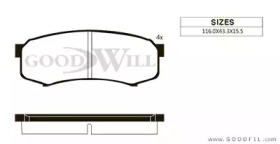 Комплект тормозных колодок GOODWILL 2088 R