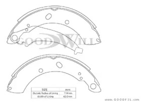 Комплект тормозов GOODWILL 2096 RB