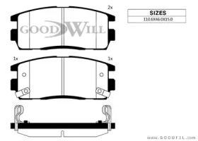 Комплект тормозных колодок GOODWILL 2102 R