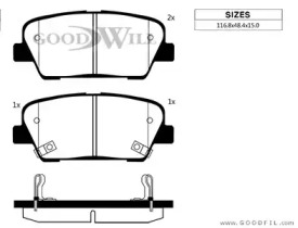 Комплект тормозных колодок GOODWILL 2116 R