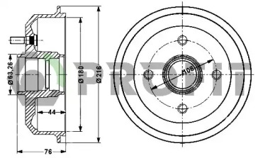 Тормозный барабан PROFIT 5020-0024
