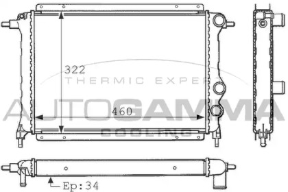 Радиатор, охлаждение двигателя AUTOGAMMA 100874