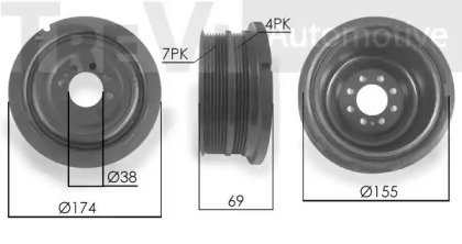 Ременный шкив TREVI AUTOMOTIVE PC1245