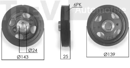 Ременный шкив, коленчатый вал TREVI AUTOMOTIVE PC1252