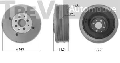 Ременный шкив, коленчатый вал TREVI AUTOMOTIVE PC1028