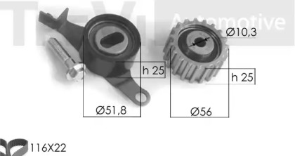 Комплект ремня ГРМ TREVI AUTOMOTIVE KD1042