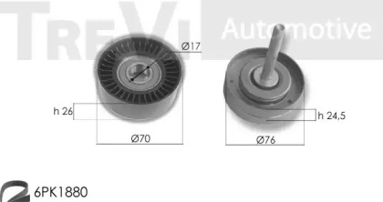 Комплект роликов, поликлиновой ремень TREVI AUTOMOTIVE KA1092F
