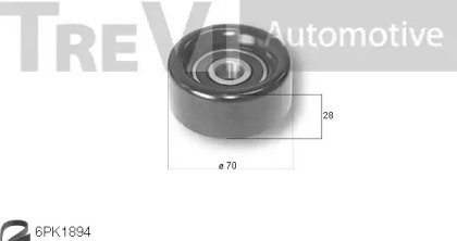 Комплект роликов, поликлиновой ремень TREVI AUTOMOTIVE KA1184F