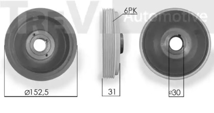 Ременный шкив TREVI AUTOMOTIVE PC1006