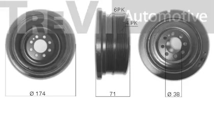 Ременный шкив, коленчатый вал TREVI AUTOMOTIVE PC1226