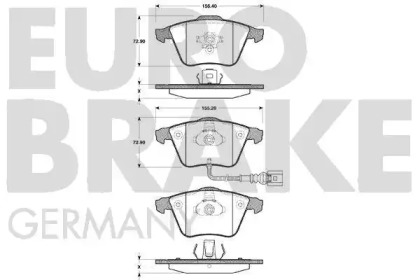 Комплект тормозных колодок, дисковый тормоз EUROBRAKE 55022247110