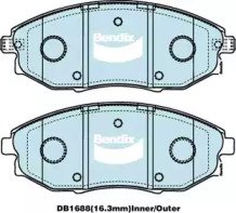 Комплект тормозных колодок, дисковый тормоз BENDIX-AU DB1688 GCT