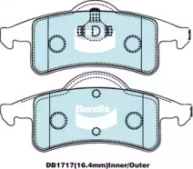 Комплект тормозных колодок, дисковый тормоз BENDIX-AU DB1717 -4WD