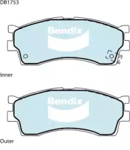 Комплект тормозных колодок, дисковый тормоз BENDIX-AU DB1753 GCT