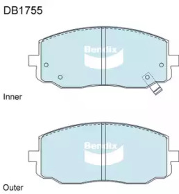 Комплект тормозных колодок, дисковый тормоз BENDIX-AU DB1755 GCT