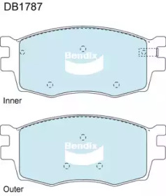 Комплект тормозных колодок, дисковый тормоз BENDIX-AU DB1787 GCT