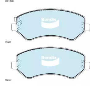 Комплект тормозных колодок, дисковый тормоз BENDIX-AU DB1828 -4WD