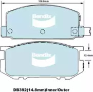 Комплект тормозных колодок, дисковый тормоз BENDIX-AU DB392 GCT