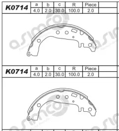 Комлект тормозных накладок ASIMCO K0714