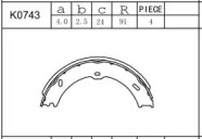 Комлект тормозных накладок ASIMCO K0743