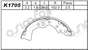 Комлект тормозных накладок ASIMCO K1705