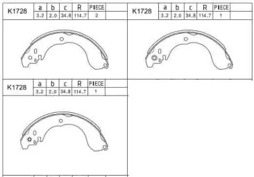 Комлект тормозных накладок ASIMCO K1728