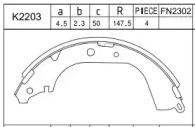 Комлект тормозных накладок ASIMCO K2203