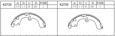 Комлект тормозных накладок ASIMCO K2725