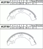 Комлект тормозных накладок ASIMCO K2750