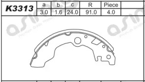 Комлект тормозных накладок ASIMCO K3313