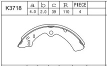 Комлект тормозных накладок ASIMCO K3718