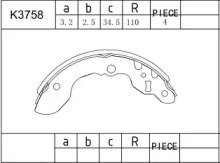 Комлект тормозных накладок ASIMCO K3758