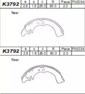 Комлект тормозных накладок ASIMCO K3792