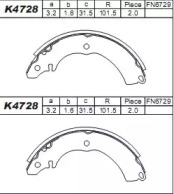 Комлект тормозных накладок ASIMCO K4728