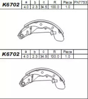 Комлект тормозных накладок ASIMCO K6702