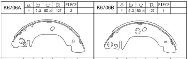 Комлект тормозных накладок ASIMCO K6706