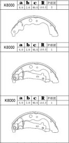 Комлект тормозных накладок ASIMCO K8000