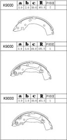 Комлект тормозных накладок ASIMCO K9000