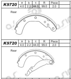 Комлект тормозных накладок ASIMCO K9720